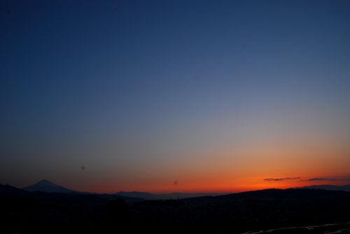 朝焼けと富士山