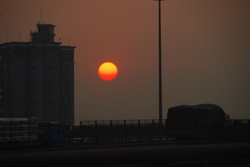 上海の夕日