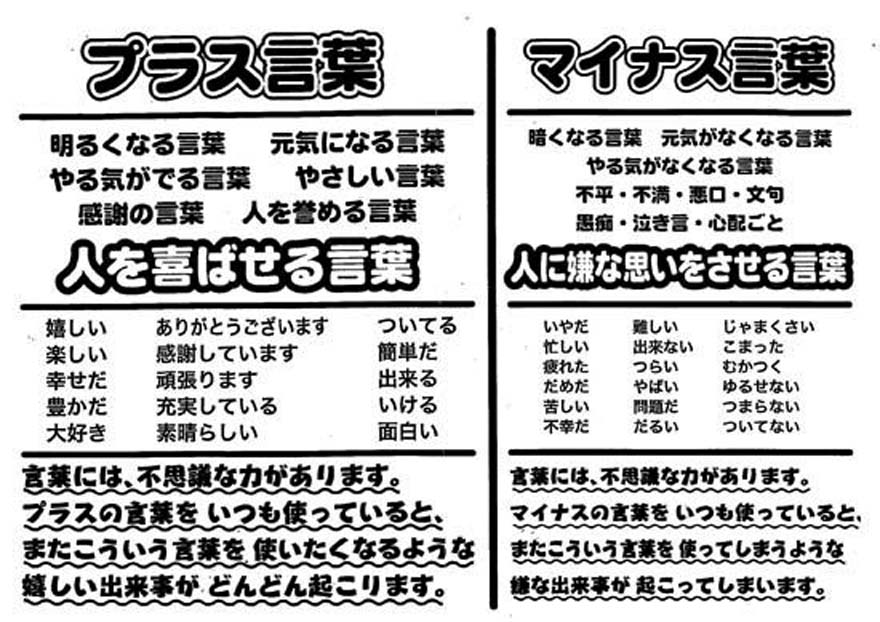 プラス言葉 マイナス言葉 村田ボーリング技研株式会社