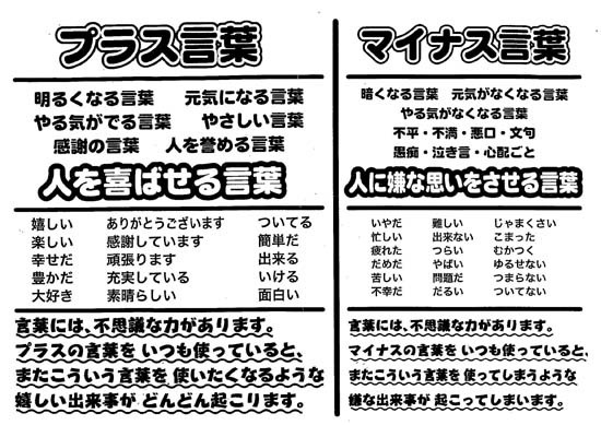 プラス言葉 マイナス言葉 村田ボーリング技研株式会社