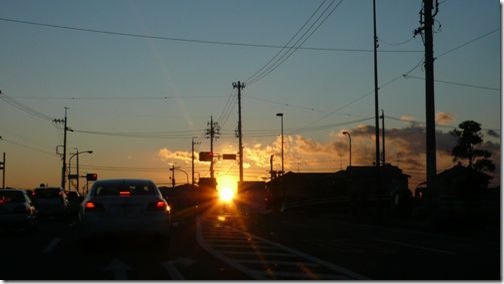 富士市内から見えた夕陽